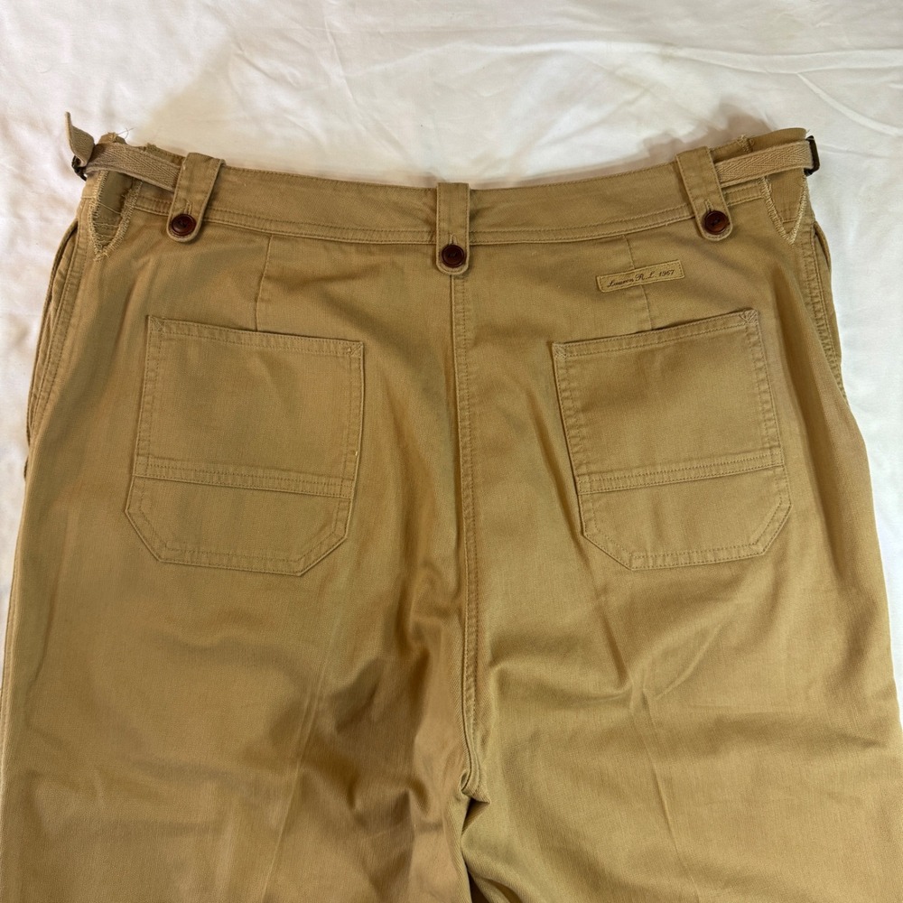 Y2K Lauren Ralph Lauren Tan‎ Khaki Wide Leg Utility Pants Women's Size 14 Boho - Picture 8 of 9